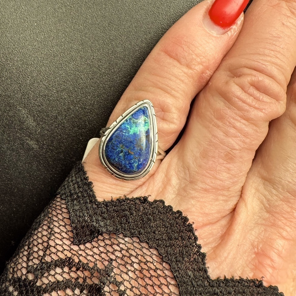 Stunning Blue Azurite Congo Ring in Sterling Silver - Picture 5 of 5